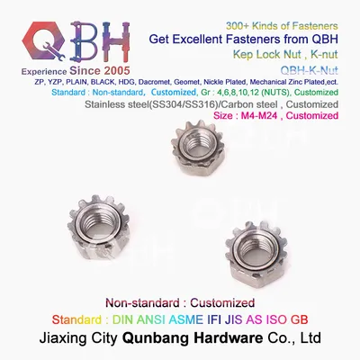 Qbh Customized Standard Staninless Steel SS304 SS316/ Carbon Steel External-Tooth Lock Washer HDG Zp Yzp Black Plain Dacromet Geomet Kep K-Lock Nut