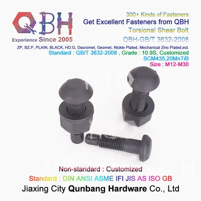 Qbh Customized Torsional Shear Tension Control Tc Bolt Nut Washer Fastener Steel Structure Frame Hoisting Machinery Spare Replacement Assembly Sets