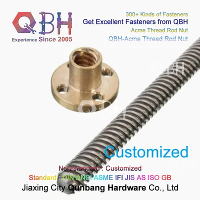 Qbh Customized Type Trapezoidal Acme Square Section Roll Long Thread Rod Bar Insert