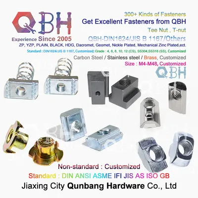 Qbh Customized Windows & Doors T Slot Slotting Slotted Sliding Aluminum Aluminium Alloy Profile Hammer Nuts Spare Parts