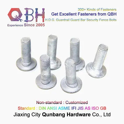 Qbh Customized Zp/Yzp/Bzp/Wzp/Bwzp/Wbzp/Plain/Black/HDG/PTFE/Nickle Plated High Way Guard Rail Bolts Fasteners