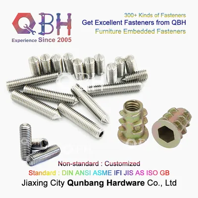 Qbh Customized Zp/Yzp/Plain/Black/HDG/Dacromet/Geomet/Nickle Plated/Mechanical Zinc Plated Exterior/Internal Thread Wood Furniture Embedded Grub Screw