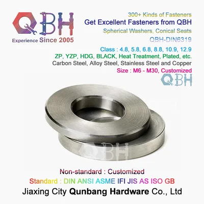 Qbh DIN 6319 DIN6319 SS304 SS316 Stainless Steel / Black Carbon Steel Ball Face Spherical Concave and Convex Washer