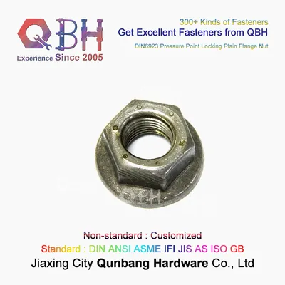 Qbh DIN 6923 Carbon Steel Plain Pressure Point Non-Serrated DIN6923 Hex Flange Nuts Special Fastenings