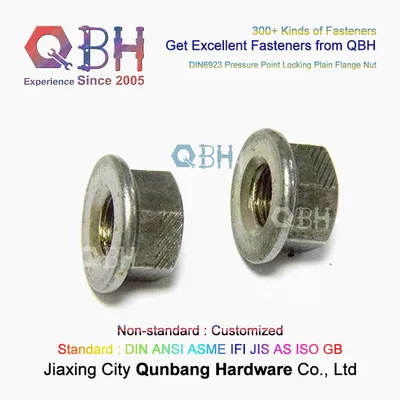Qbh DIN 6923 Carbon Steel Plain Pressure Point Non-Serrated Hex Flange Nuts Special Fastener Fittings