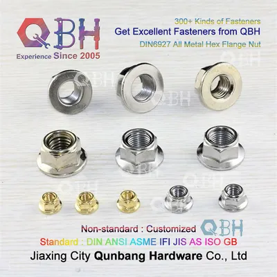Qbh DIN 6927 Yellow/White Blue Zinc Plated Plating Hexagon DIN6927 Serrated / Non-Serrated Flange Nut