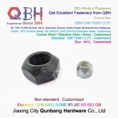 Qbh DIN 74361-2 (F) DIN74361-2 (F) DIN 74361-2 F DIN74361-2f HDG Zinc Plated Black Yzp Wheel Hub Lock Hex Conical Nuts Car Auto Accessories