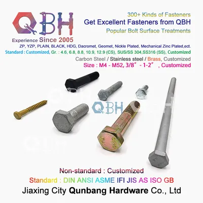 Qbh DIN 7990 Plain Black Yellow Blue Zinc Nickle Plated Hot DIP Galvanizing Chrome Plating Steel Structure DIN7990 Hex Bolt Construction Building Accessories