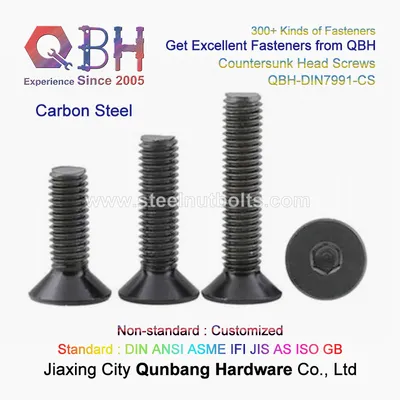 Qbh DIN 7991 Zinc Black 4.8 6.8 8.8 Hexagon Hexagonal Hex Socket Head Cap Screws Countersunk Bolt