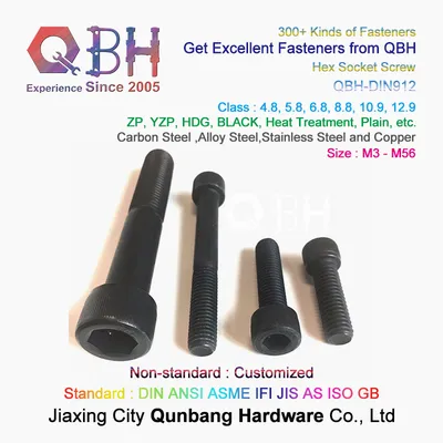 Qbh DIN 912 Black China Standard Customized Wholesale Carbon Stainless Steel Inner Hex Socket Head Cap Knurled Allen Key Bolt Screw