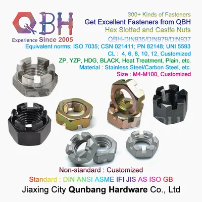 Qbh DIN 935 Hexagon Slotted Castle Metric Coarse Carbon Steel Nuts