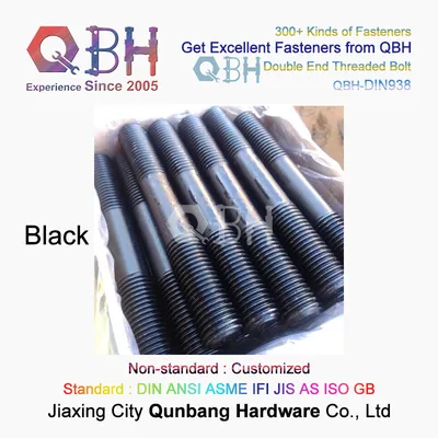 Qbh DIN 938 Black Carbon Steel 2 Sides Stud Bolts