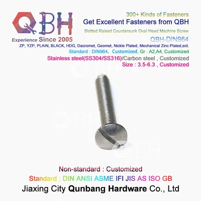 Qbh DIN 964 - Slotted Raised Countersunk Oval Head Screws Stainless Steel
