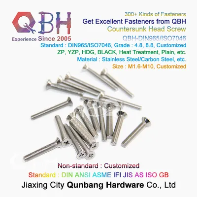 Qbh DIN 965 Stainless Steel Cross Recessed Flat Countersunk Head Machine Machinery Machining Customizsed DIN965 Counter Sunk Bolt Screw