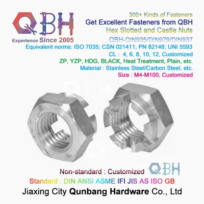 Qbh DIN 979 M6-M52 Metric Coarse Fine Pitch Thread Hexagon Jam Thin Bicycle Slotted Stem Lock Castellated Nut