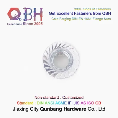 Qbh DIN En 1661 Cl. 8/10/12 M5-M20 Z. P. /W. Z. P. /B. Z. P. /B. W. Z. P. /W. B. Z. P. Cold Forging Flange Nuts with Serration