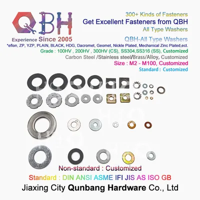 Qbh DIN125 DIN127 F436 F959 DIN6919 DIN934 DIN936 All Type Zp/Yzp/Bzp/Plain/Black/HDG/Dacromet/Geomet/Nickle Plated Washers