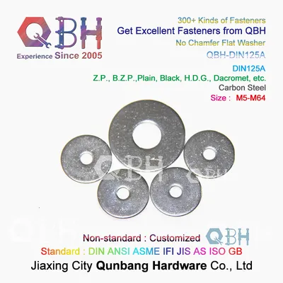 Qbh DIN125A No Chamfer Zp/Yzp/Bzp/Plain/Black/HDG/Dacromet/Geomet/Nickle Plated Carbon Stainless Steel Flat DIN125 a Flat Round Metal Joint Ring