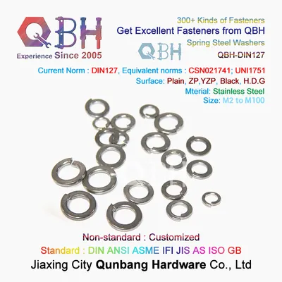 Qbh DIN127b Ss314 SS316 Stainless Steel Corrosion Resistant Standard Split Lock Curved Spring Gasket