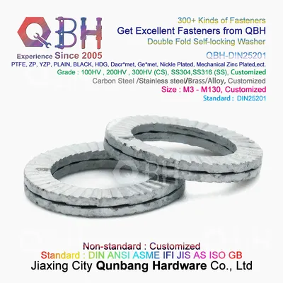 Qbh DIN25201 Hot DIP Galvanizing Self Locking Lock Locked Serrated Toothed Double Fold Layer Gaskets