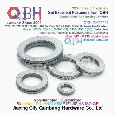 Qbh DIN25201 Spring Toothed Serrated Wedge Anti Vibration Self-Locked Safety Double Fold Layer Gasket
