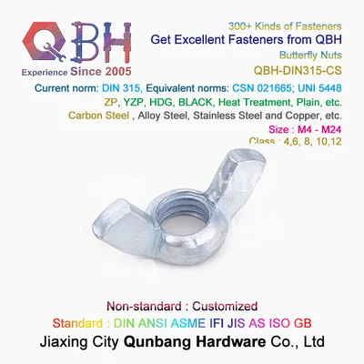 Qbh-DIN315 Carbon Steel High Quality Fastener Nuts Hardware Wing Nuts