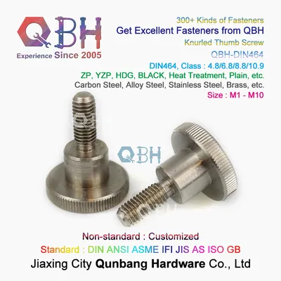 Qbh DIN464 OEM ODM HDG/Zp/Plain/Black/Dacromet/Geomet/Nickle Plated Carbon Stainless Steel Brass Copper Round Head Customized Knurled Thumb Shoulder Fastener