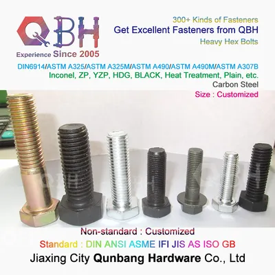 Qbh DIN6914//ASTM A490/A490m/ASTM A307b Carbon Stainless Steel Heavy Hex Bolt with Nut Washer/Eye Bolt/Flange Bolt/Foundation Bolt/T Hammer Head Screw Bolt