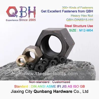 Qbh DIN6915 Heavy M12-M64 Black Cl. 10 High Quality Hex Nuts