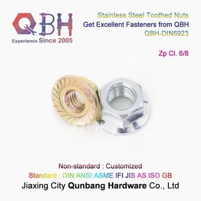Qbh DIN6923 All-Metal Carbon Stainless Steel Hexagon Hexagonal Hex Torque Serrations Flange Stem Nut