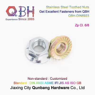 Qbh DIN6923 Carbon Stainless Steel Toothed Serrations Black Zinc HDG Heat Treatment Dacromet Geomet Car Auto Automobile Automotive Flange Wheel Nut