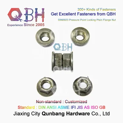 Qbh DIN6923 DIN 6923 Carbon Steel Fixture Fixings Plain Pressure Point Non-Serrated Hex Flange Nuts Customized Special Components Spare Parts