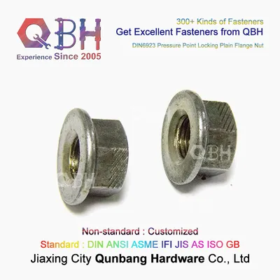 Qbh DIN6923 Plain Pressure Point No Serration Flange Surface Special Hex Flanged Nuts