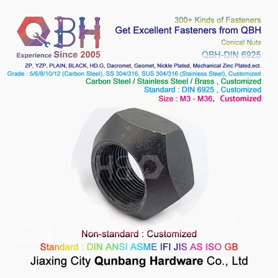 Qbh DIN6925 M6-M36 Black Zinc Plated Prevailing Torque Type Auto Wheel Hub Locknut