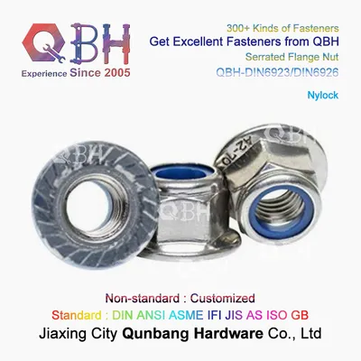 Qbh DIN6926 Serrated Nylock Nylon Toothed Flange Lock Nut Black with Serration