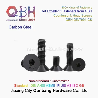 Qbh DIN7991 Carbon Steel Black Hexagon Socket Drive Sink Head Screw