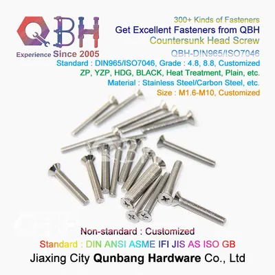 Qbh DIN965 Stainless Steel Cross Recessed Countersunk Head Machine Screw