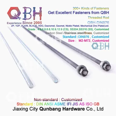 Qbh DIN976 4.8 6.8 8.8 10.9 12.9 Prefabricated Building Materials Carbon Steel Stainless Steel Structure Thread Threaded Rods