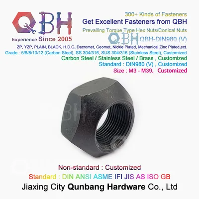 Qbh DIN980 (V) DIN980V DIN980 (V) DIN 980 V HDG Zinc Plated Black Yzp Wheel Hub Lock Hex Conical Nuts Car Auto Accessories