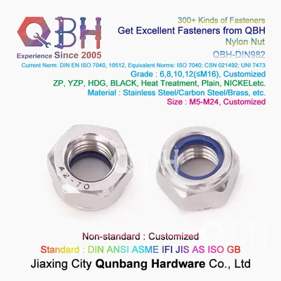 Qbh DIN982 DIN 982 Stainless Steel S. S. /Ss/SUS 304/316 SS304/SS316 SUS304/SUS316 Non-Metallic Nylon Insert Prevailing Torque Hex Self Locking Nylock Nut