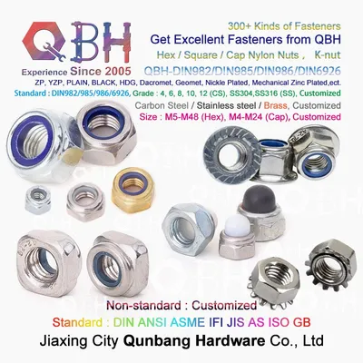 Qbh DIN985 DIN982 Carbon/Stainless Steel Square Hexagonal Hexagon Hex Cap Machine Locking Fastener Hardware Nylock Nylon Lock Nut/K-Nut/DIN6923 Flange Wheel Nut