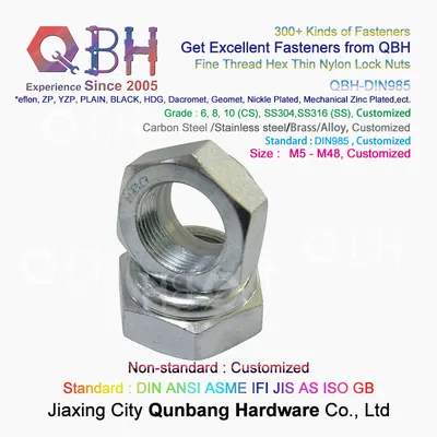 Qbh DIN985 Thin Nylon Insert Self Locking Carbon Steel M5-M48 White Blue Zinc Plated Zp Wzp Bzp Wbzp Bwzp DIN 985 Hex Hexagon Hexagonal Nylock Nut