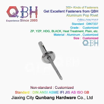 Qbh Dome Pop Open End Blind Rivet HDG Zp Black Plain Dacromet Geomet Nickle Plated Maintaining Repairing Replace Replacement Aluminium Aluminum Spare Parts