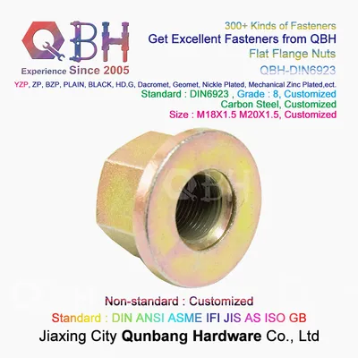 Qbh Flat Flange Carbon Steel Nuts Hot Forging Fine Threaded Zinc Plating