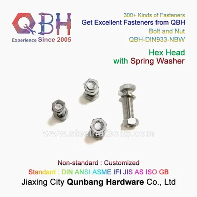 Qbh Full Metal Carbon SS304/SS316 Stainless Steel DIN933 DIN931 Full Half Thread Hexagon Hex Solar Spring Washer Bolts Nuts Machine Machining Machinery Parts