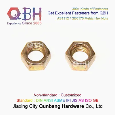 Qbh GB 6170 Class 10 GB6170 Yellow Zinc-Plated Zinc Plating Metric Hex Nuts
