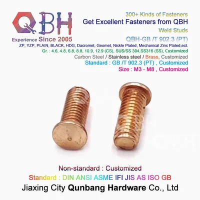 Qbh GB / T 902.3 (PT) / ISO 13918 (PT) / DIN 32501 (-1) Brass Copper Spot Weld Welding Threaded Stud Bolt