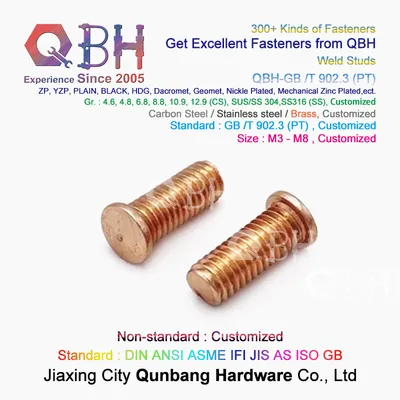 Qbh GB/T 902.3 (PT) / ISO13918 (PT) / DIN32501 (-1) Brass Copper Plated Welding Weld Stud