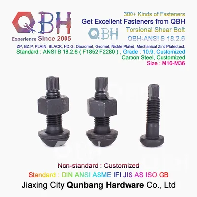 Qbh HDG Black Zp Yzp Dacromet Geomet Nickle Plated High Strength Building Fasteners Steel Structure Tc Bolt Nut Washer Tension Control Spare Parts