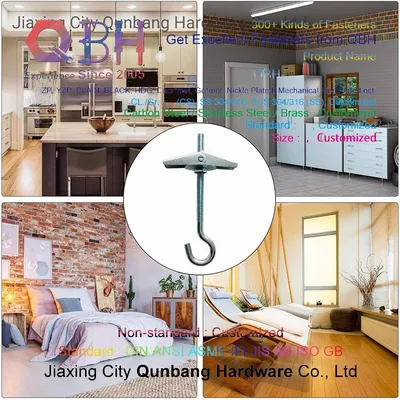 Qbh Heavy Duty Ceiling Mounting Pendant Durable Switch Wing Hook Hanging Plant Aluminum Carbon Stainless Steel OEM ODM Customized Wall Fixing Screw Bolt